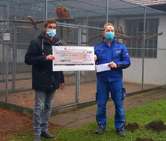 Sponsoring · Übergabe einer Spende von 500,00 € an den Vogelschutz und Zuchtverein Groß-Rohrheim