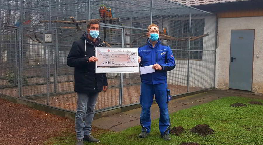 Sponsoring · Übergabe einer Spende von 500,00 € an den Vogelschutz und Zuchtverein Groß-Rohrheim